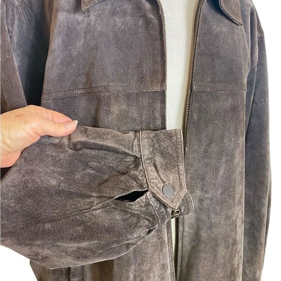 Knightsbridge XL brown suede bomber jacket with silky brown quilted lining - Picture 6 of 9